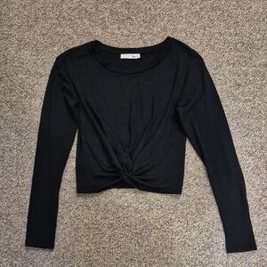 Aritzia Wilfred Free Black Long Sleeve Twist Knot Top Size Medium EUC